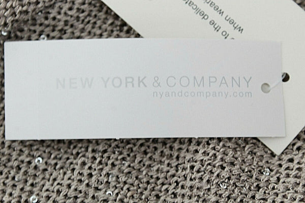 SOHO JEANS New York & Co NEW $55 Sz XS Taupe Beige Silver Sequin Poly Blend Top