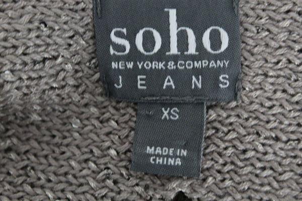 SOHO JEANS New York & Co NEW $55 Sz XS Taupe Beige Silver Sequin Poly Blend Top