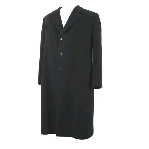 Neiman Marcus Sz 52L Black 3 Button Lana Wool Cashmere Blend Viscose Lined Coat