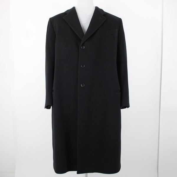 Neiman Marcus Sz 52L Black 3 Button Lana Wool Cashmere Blend Viscose Lined Coat