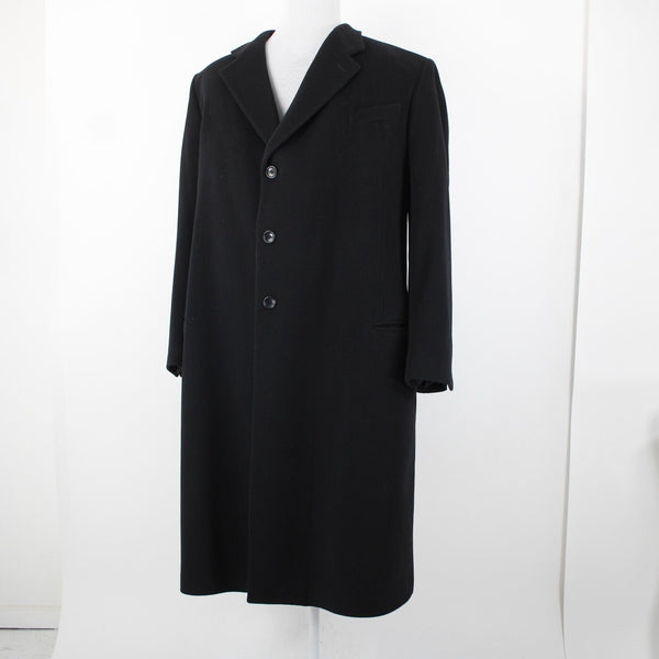 Neiman Marcus Sz 52L Black 3 Button Lana Wool Cashmere Blend Viscose Lined Coat