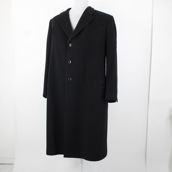 Neiman Marcus Sz 52L Black 3 Button Lana Wool Cashmere Blend Viscose Lined Coat