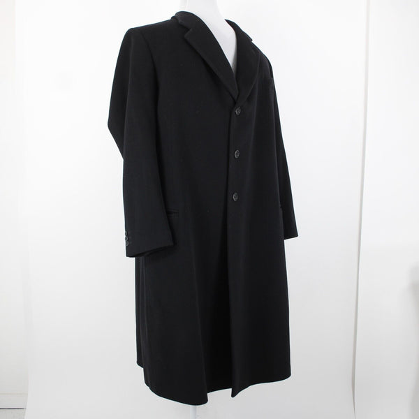 Neiman Marcus Sz 52L Black 3 Button Lana Wool Cashmere Blend Viscose Lined Coat