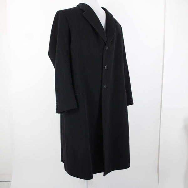 Neiman Marcus Sz 52L Black 3 Button Lana Wool Cashmere Blend Viscose Lined Coat