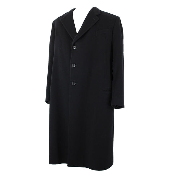 Neiman Marcus Sz 52L Black 3 Button Lana Wool Cashmere Blend Viscose Lined Coat