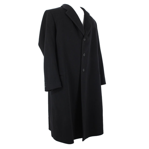 Neiman Marcus Sz 52L Black 3 Button Lana Wool Cashmere Blend Viscose Lined Coat