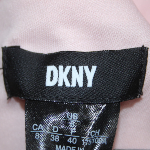 DKNY Dress NEW $129 Sz 8 Pink Ruched Belted V Neck Lined 100% Polyester Dress
