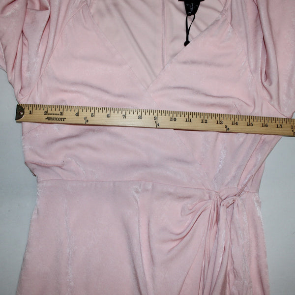 DKNY Dress NEW $129 Sz 8 Pink Ruched Belted V Neck Lined 100% Polyester Dress