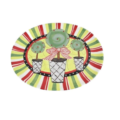 Rebecca Harrell Designs Topiary Green White Red Black Platter