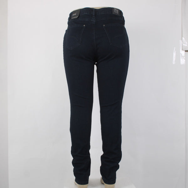 Joseph Ribkoff 16 Jeans NEW Sz 16 x 33 Dark Blue Denim Eyelet Slim Viscose Jeans