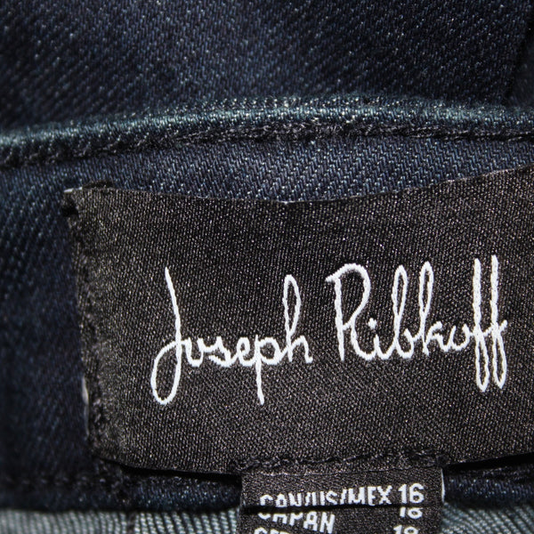 Joseph Ribkoff 16 Jeans NEW Sz 16 x 33 Dark Blue Denim Eyelet Slim Viscose Jeans