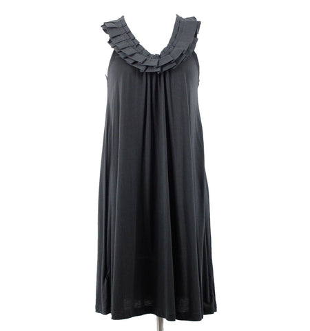Ann Taylor Loft NEW $60 Sz S Black Ruffle Bib Sleeveless Cotton Modal Dress