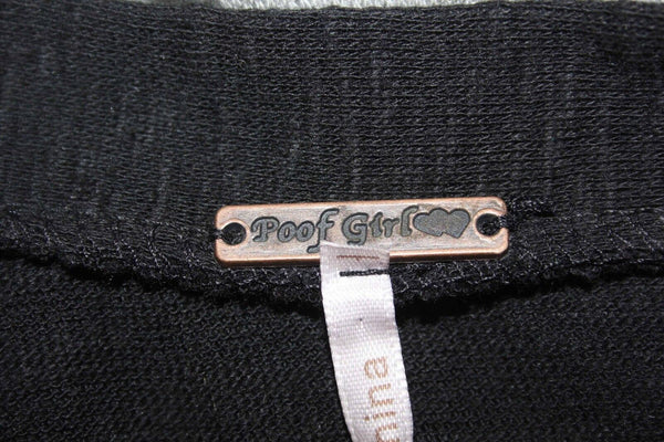 Poof Girl Sz 14 Black Gray White Stripe Front Pocket Cardigan