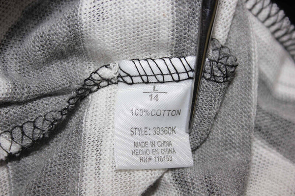 Poof Girl Sz 14 Black Gray White Stripe Front Pocket Cardigan
