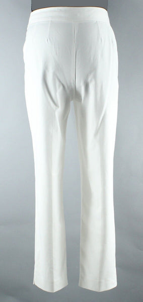 Ellen Tracy New Sz 8 x 28 White Flat Cotton Blend Crop 3" Slit Trouser Pant