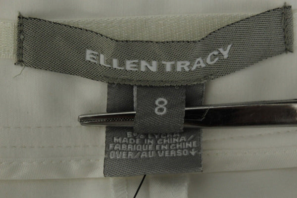 Ellen Tracy New Sz 8 x 28 White Flat Cotton Blend Crop 3" Slit Trouser Pant