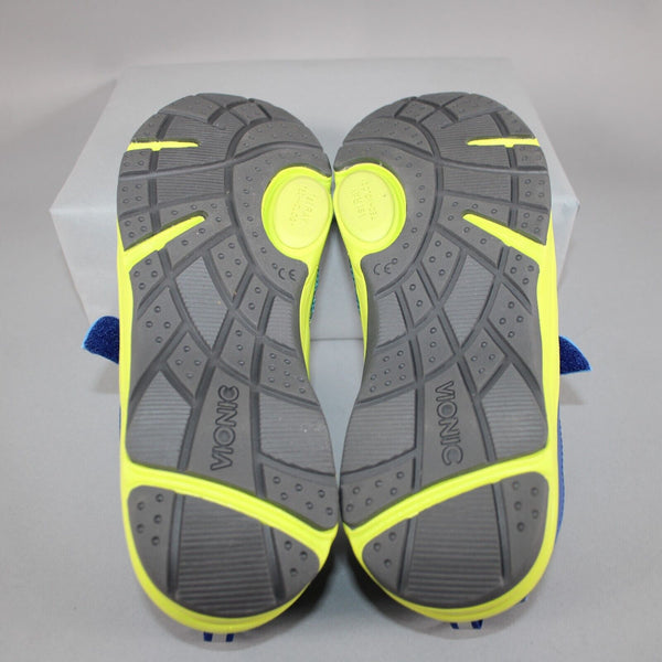 Vionic Sz 8.5 Blue Lime Green Adjustable Strap Fabric Upper Rubber Sole Shoes