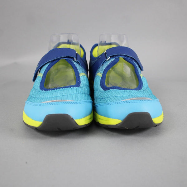 Vionic Sz 8.5 Blue Lime Green Adjustable Strap Fabric Upper Rubber Sole Shoes