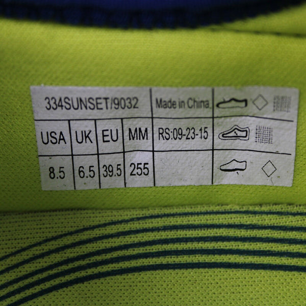 Vionic Sz 8.5 Blue Lime Green Adjustable Strap Fabric Upper Rubber Sole Shoes