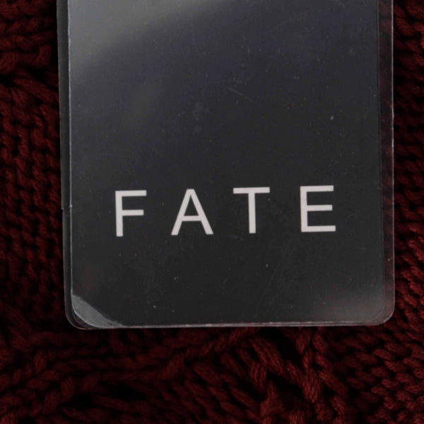 Fate NEW Sz S Burgundy Open Knit Turtleneck Belted Acrylic Cotton Sweater Dress
