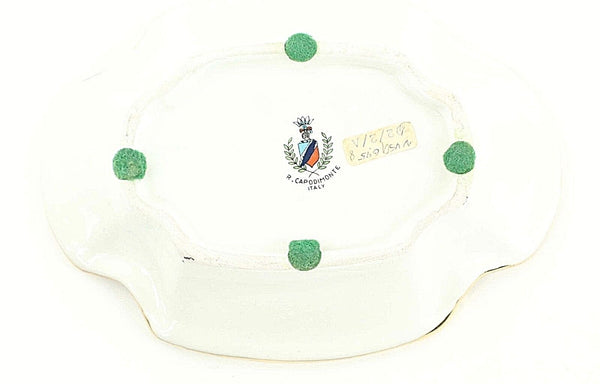 R Capodimonte Blue Cream Gold Trim Bas Relief Ashtray