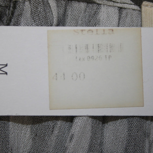 Love Stitch Top NEW $44 Sz S/M Gray White Asymmetrical Tassled 100% Rayon Top