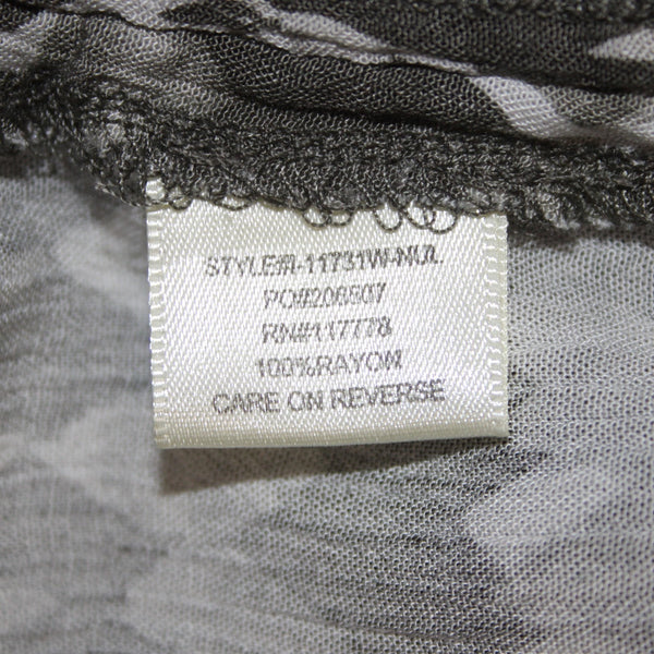Love Stitch Top NEW $44 Sz S/M Gray White Asymmetrical Tassled 100% Rayon Top