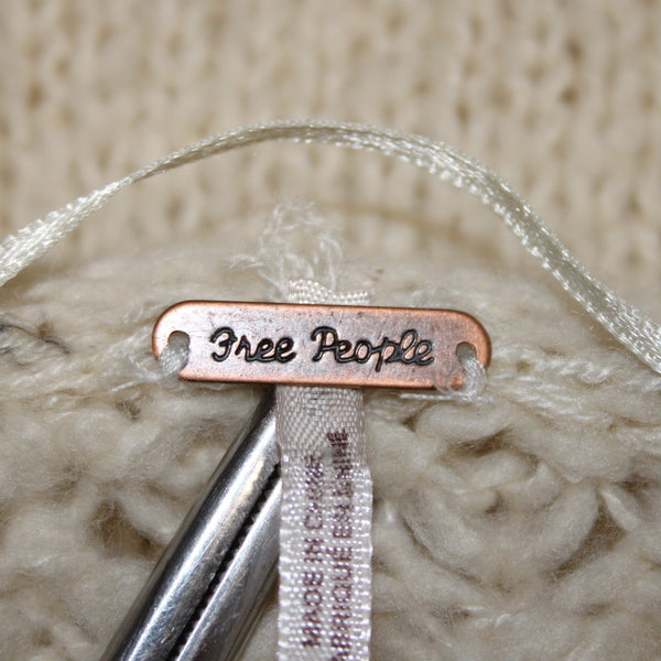 Free People Sz XS Beige Open Knit Acrylic Blend Oversize Scoop Slouch Sweater