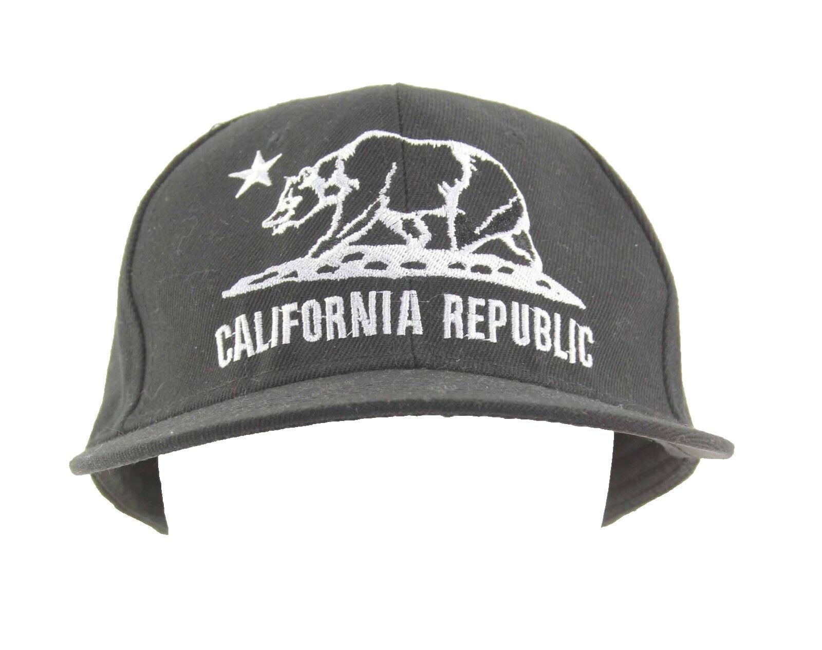 California Republic Black White Logo Acrylic Cap Snap Back Hat