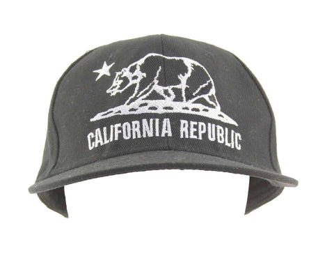 California Republic Black White Logo Acrylic Cap Snap Back Hat