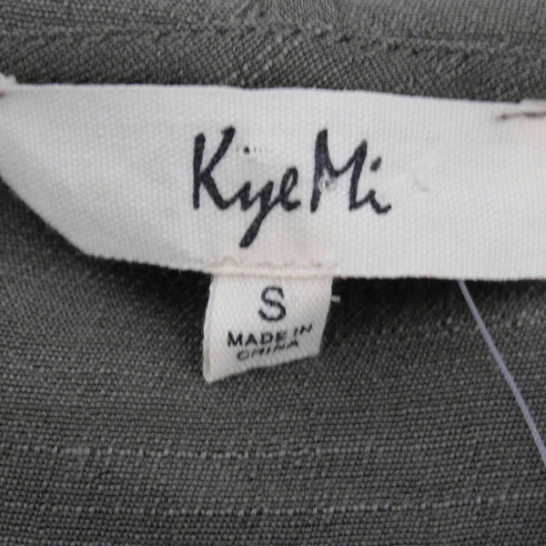 Kye Mi NEW Sz S Olive Green White Sheer Hooded 100% Rayon Top