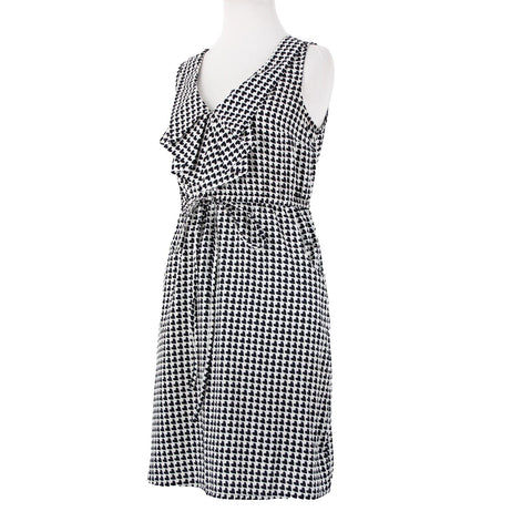 MG Collection Sz 6 Black White Hearts Pockets Lined Drawstring 100% Poly Dress