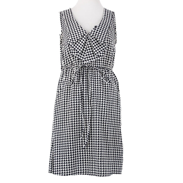 MG Collection Sz 6 Black White Hearts Pockets Lined Drawstring 100% Poly Dress