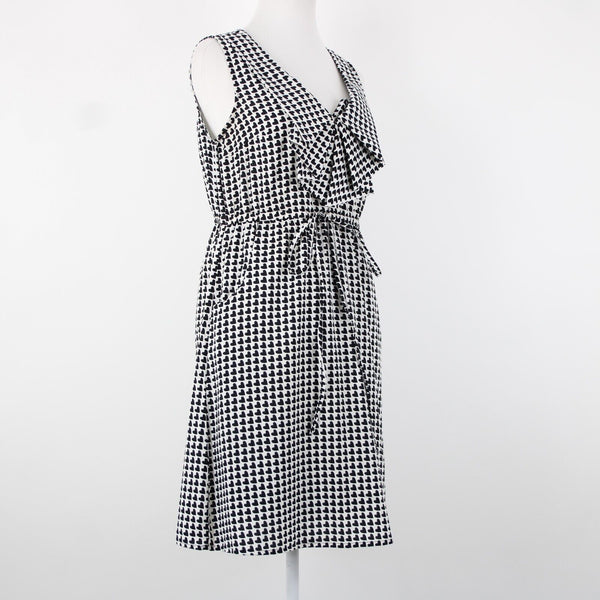 MG Collection Sz 6 Black White Hearts Pockets Lined Drawstring 100% Poly Dress
