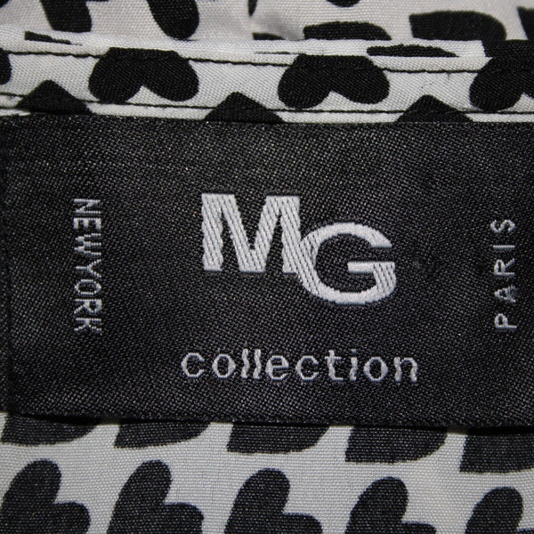 MG Collection Sz 6 Black White Hearts Pockets Lined Drawstring 100% Poly Dress