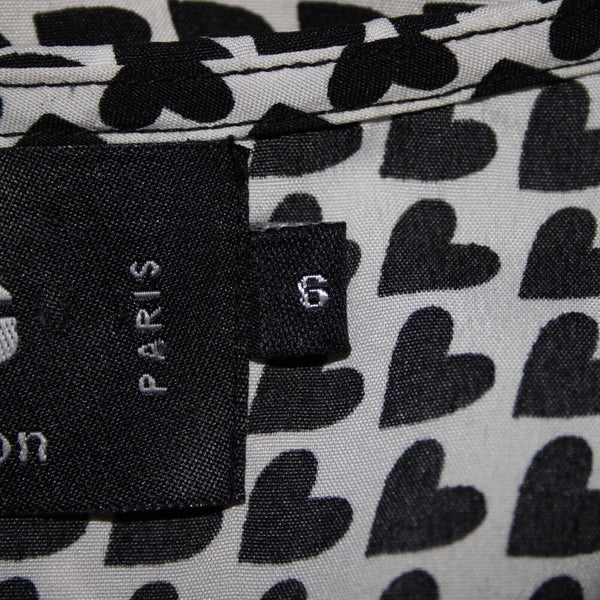 MG Collection Sz 6 Black White Hearts Pockets Lined Drawstring 100% Poly Dress