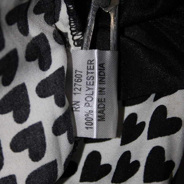 MG Collection Sz 6 Black White Hearts Pockets Lined Drawstring 100% Poly Dress