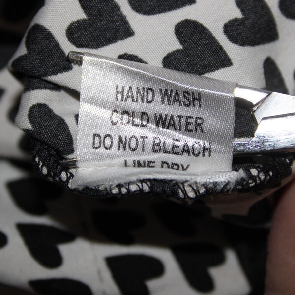 MG Collection Sz 6 Black White Hearts Pockets Lined Drawstring 100% Poly Dress