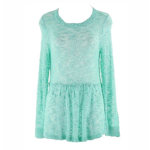 Kensie NEW $69 M Mint Delicate Open Weave Gathered 100% Acrylic Sweater