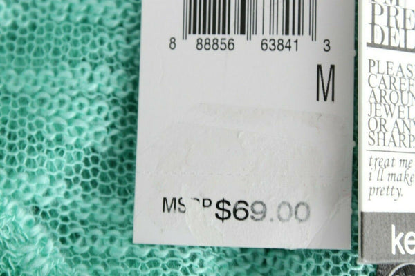 Kensie NEW $69 M Mint Delicate Open Weave Gathered 100% Acrylic Sweater