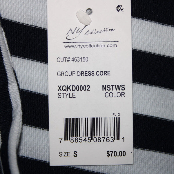 NY Collection NEW $70 Sz S Navy Blue White Striped Silver Accent Polyester Dress