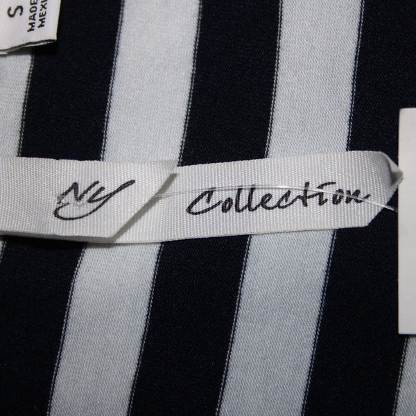 NY Collection NEW $70 Sz S Navy Blue White Striped Silver Accent Polyester Dress