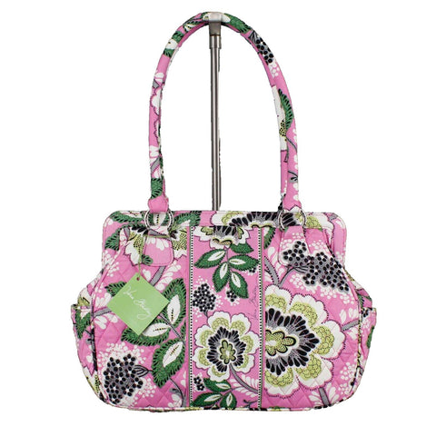 Vera Bradley NEW $94 10 x 14 Pink Green Multi Quilted Floral Frame Purse