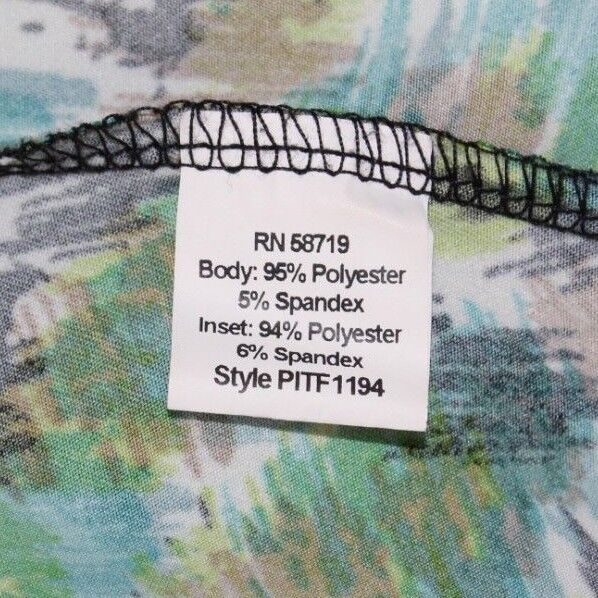 Elementz Sz PS Green Teal Black Multi Leopard Polyester Blend Ruched Top