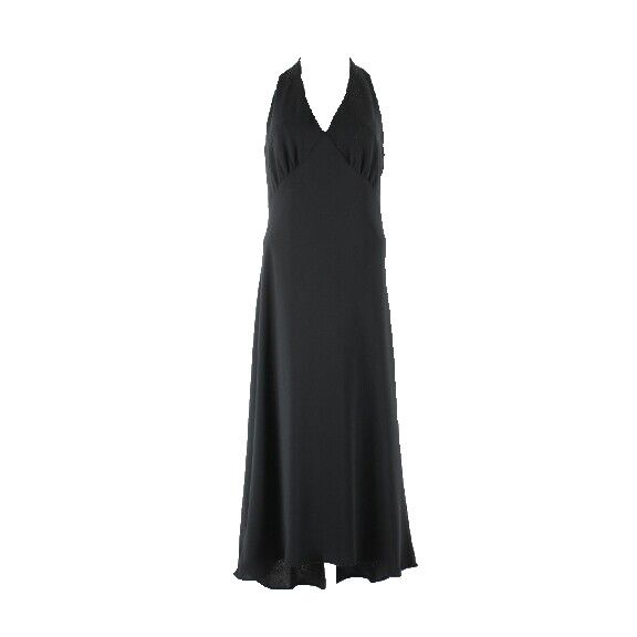 Evan Picone Sz 12 Black Lined Beaded Detail Long 100% Polyester Gown Dress