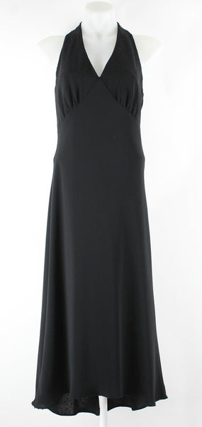 Evan Picone Sz 12 Black Lined Beaded Detail Long 100% Polyester Gown Dress