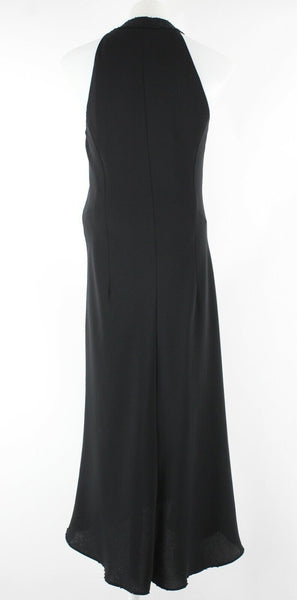 Evan Picone Sz 12 Black Lined Beaded Detail Long 100% Polyester Gown Dress