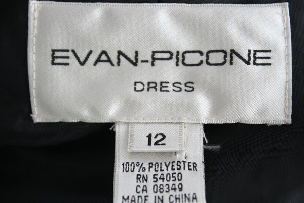 Evan Picone Sz 12 Black Lined Beaded Detail Long 100% Polyester Gown Dress