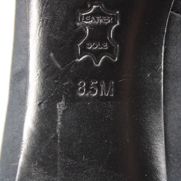 Tory Burch Sz 8.5 M Black Rhinestones Pointed Toe Leather Satin 3.5" Heel