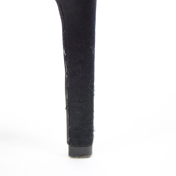 Tory Burch Sz 8.5 M Black Rhinestones Pointed Toe Leather Satin 3.5" Heel